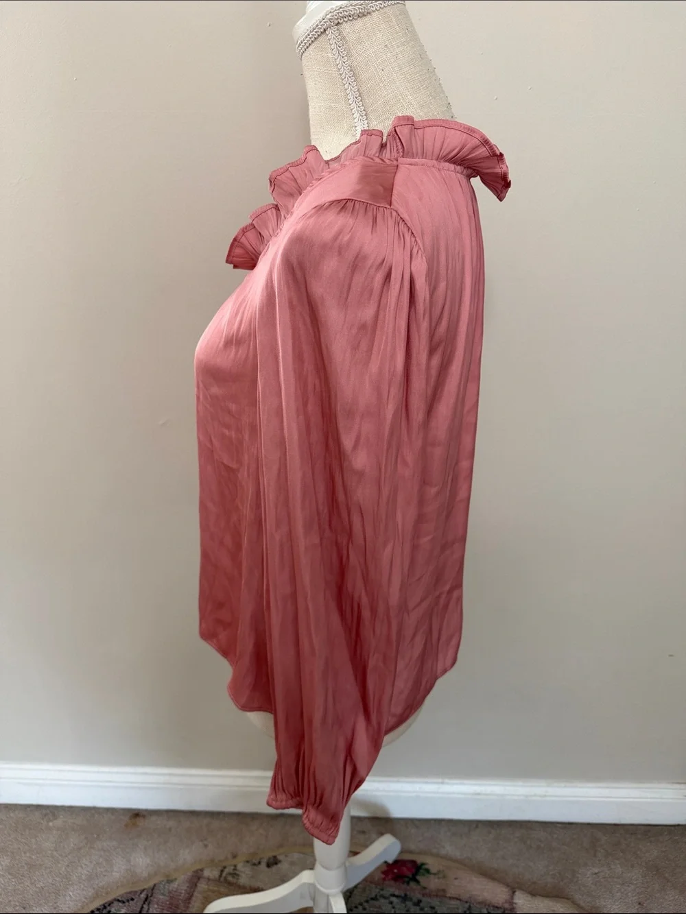J. Crew Dusty Rose Ruffle-Neck Long Sleeve Blouse